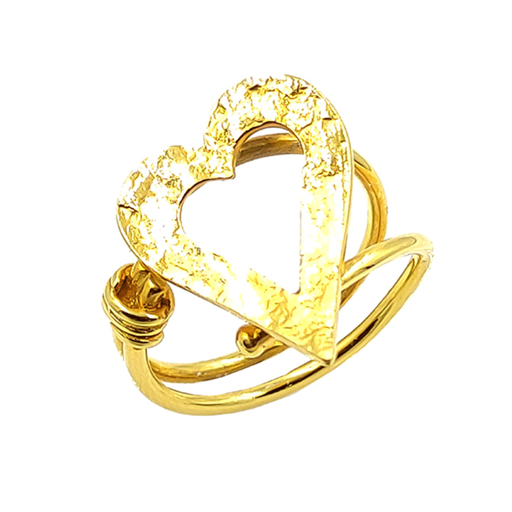 Δακτυλίδι χρυσό χειροποίητο σε σχήμα καρδιάς σφυρήλατο