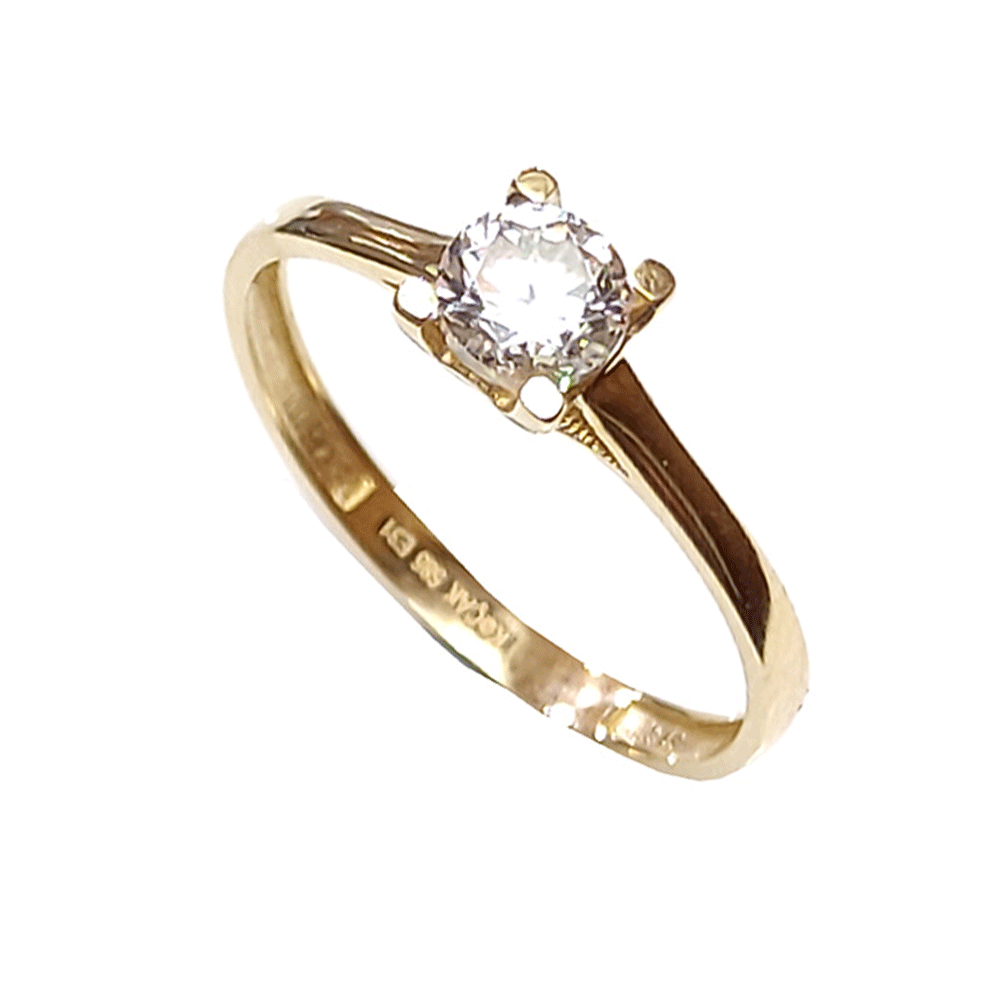 Δακτυλίδι χρυσό μονόπετρο αμερικάνα