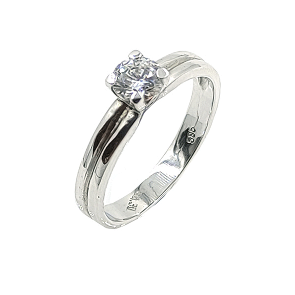 Δακτυλίδι λευκόχρυσο μονόπετρο
