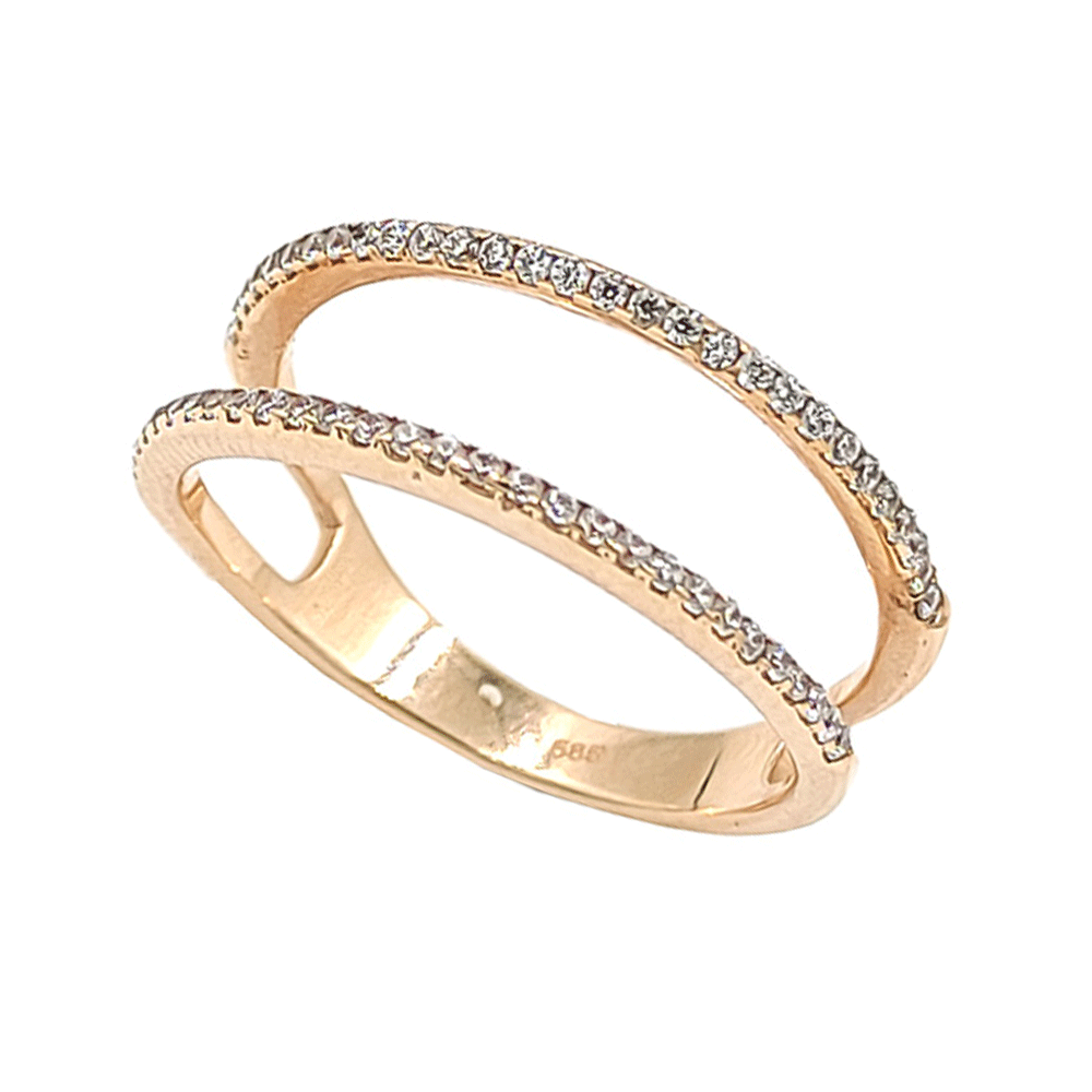 Δακτυλίδι ροζ χρυσό με πέτρες διπλό