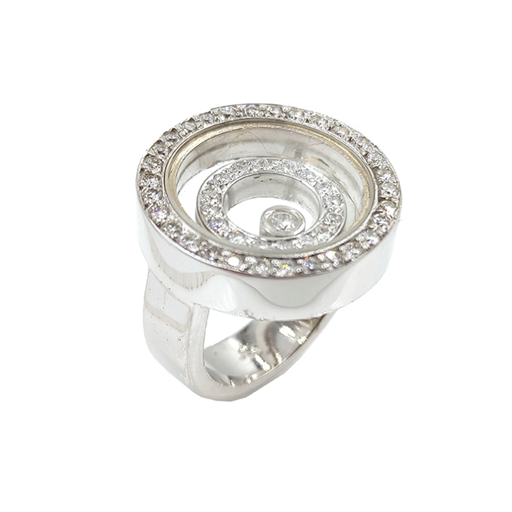 Δακτυλίδι λευκόχρυσο τύπου σοπάρ με μπριγιάν