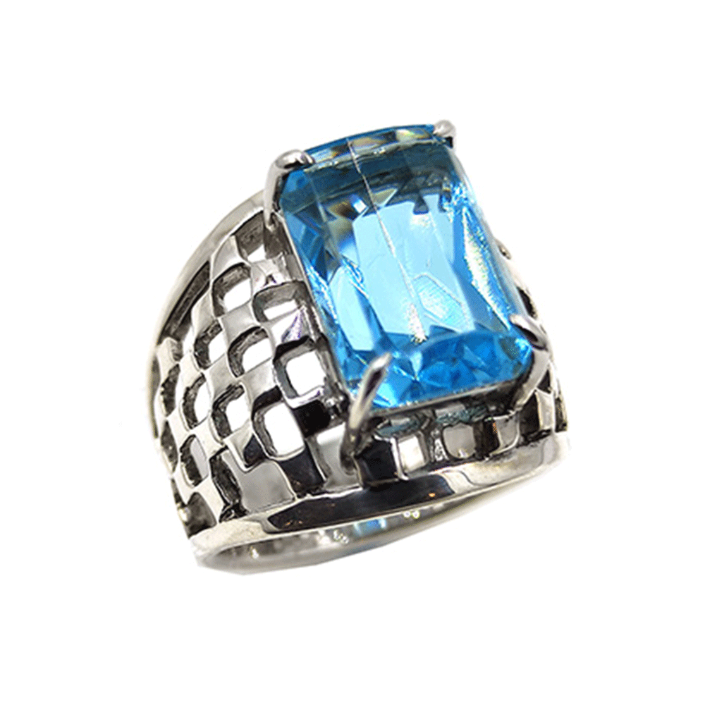 Δακτυλίδι ασημένιο με τοπάζι φαρδύ