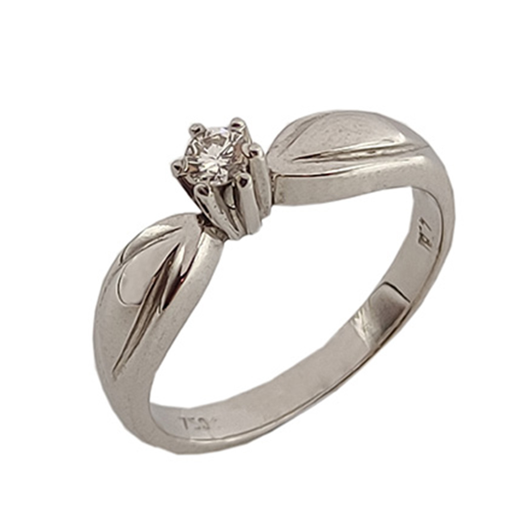 Δαχτυλίδι μονόπετρο, κατασκευασμένο από λευκόχρυσο 18 καρατίων. Κατάλευκο διαμάντι κοπής μπριγιάν  κοσμούν το δακτύλιδι.